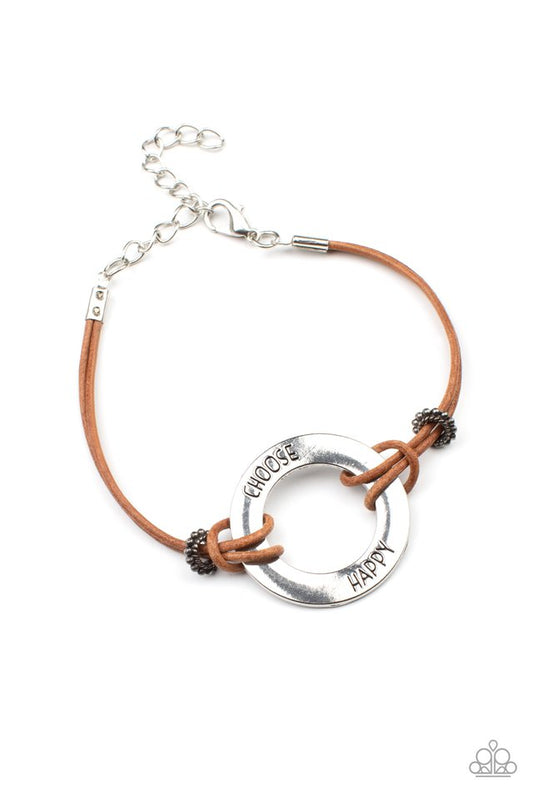 Choose Happy - Brown - Paparazzi Bracelet Image