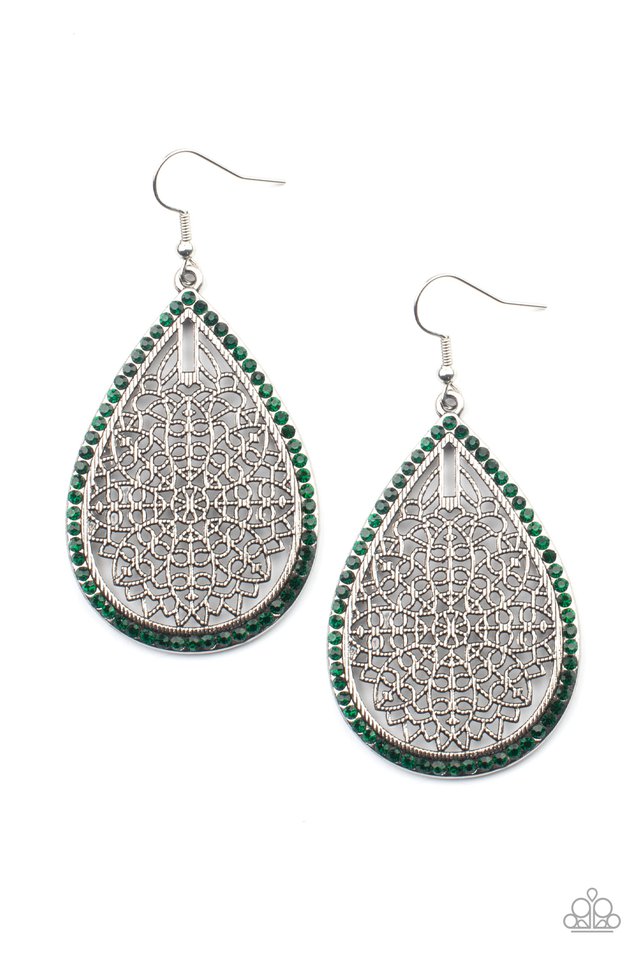 ​Fleur de Fantasy - Green - Paparazzi Earring Image