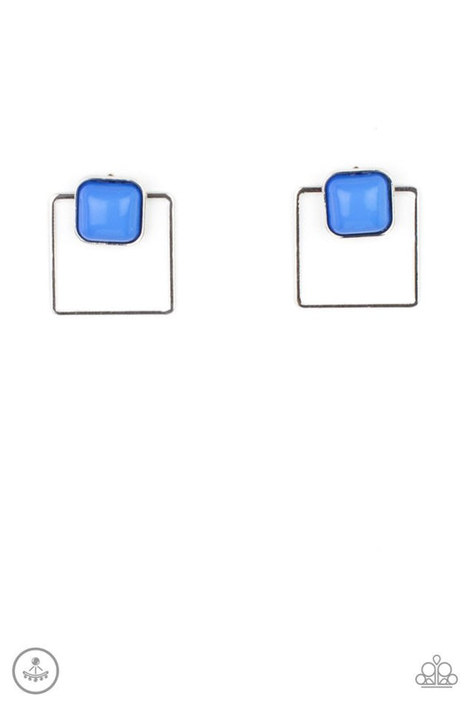 FLAIR and Square - Blue - Paparazzi Earring Image