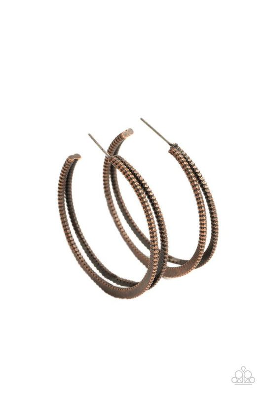 Rustic Curves - Copper - Paparazzi Earring Image