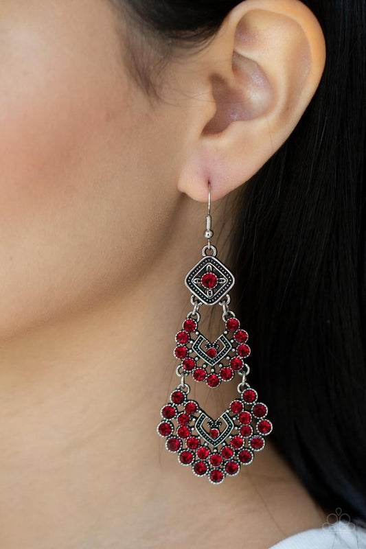 All For The GLAM - Red - Paparazzi Earring Image