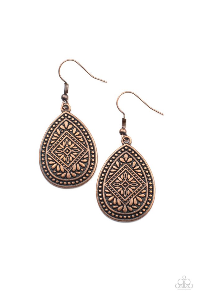 Mayan Mecca - Copper - Paparazzi Earring Image