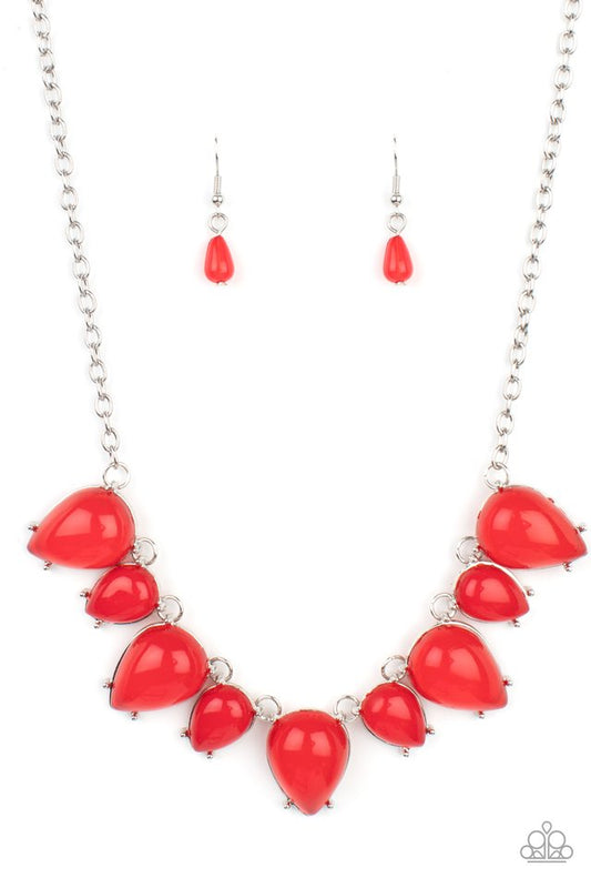​Pampered Poolside - Red - Paparazzi Necklace Image