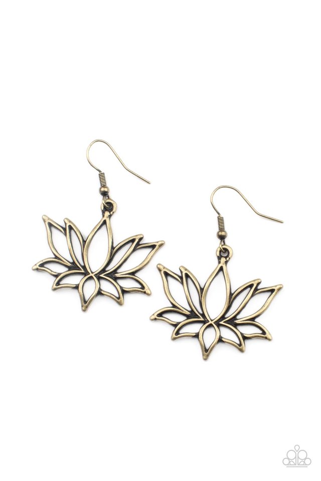 Lotus Ponds - Brass - Paparazzi Earring Image