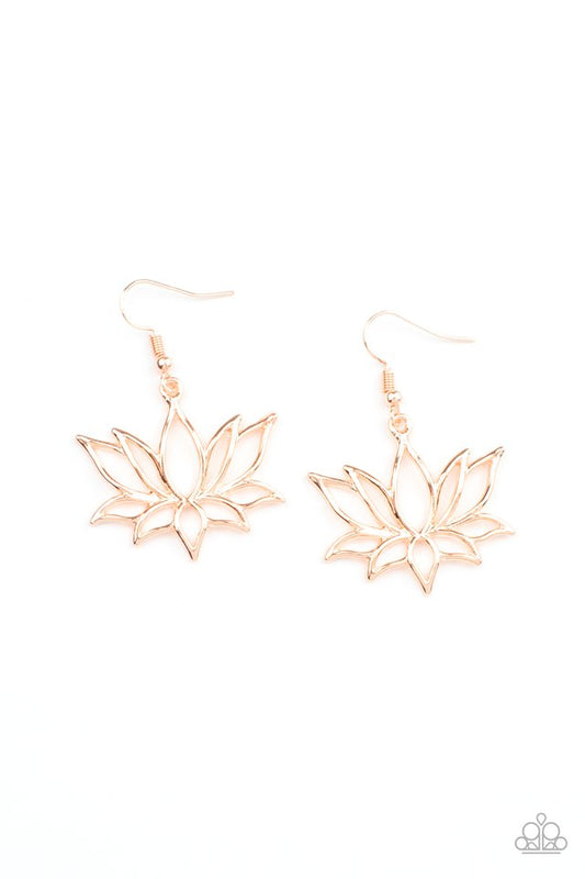 Lotus Ponds - Rose Gold - Paparazzi Earring Image