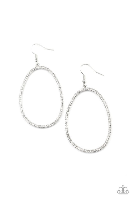 OVAL-ruled! - White - Paparazzi Earring Image