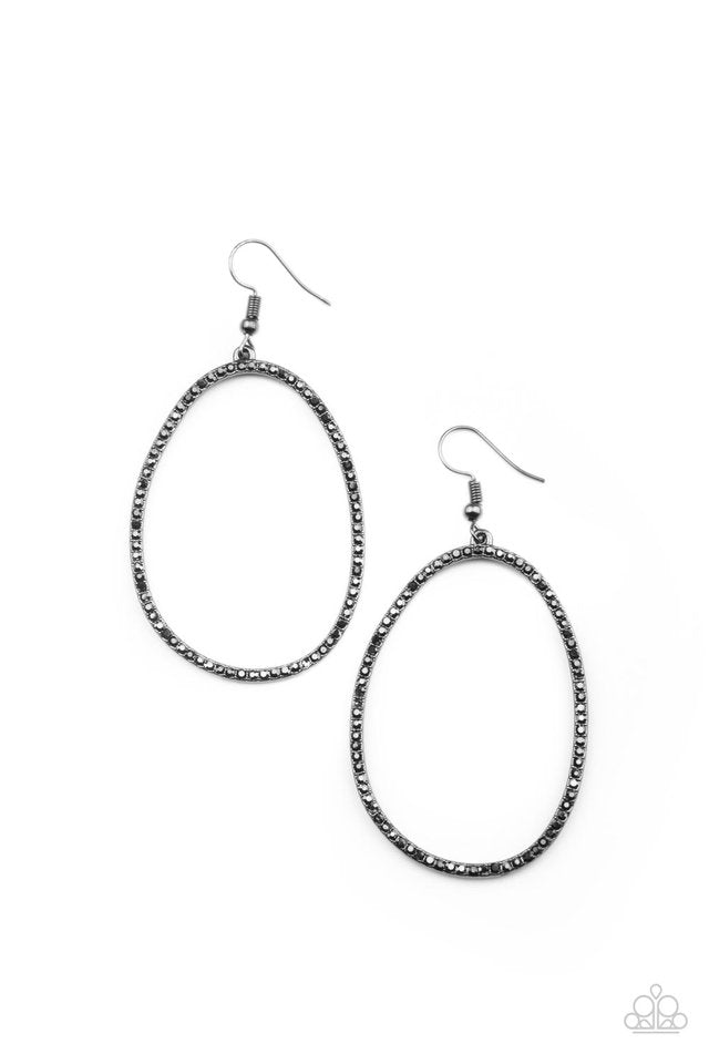 OVAL-ruled! - Black - Paparazzi Earring Image