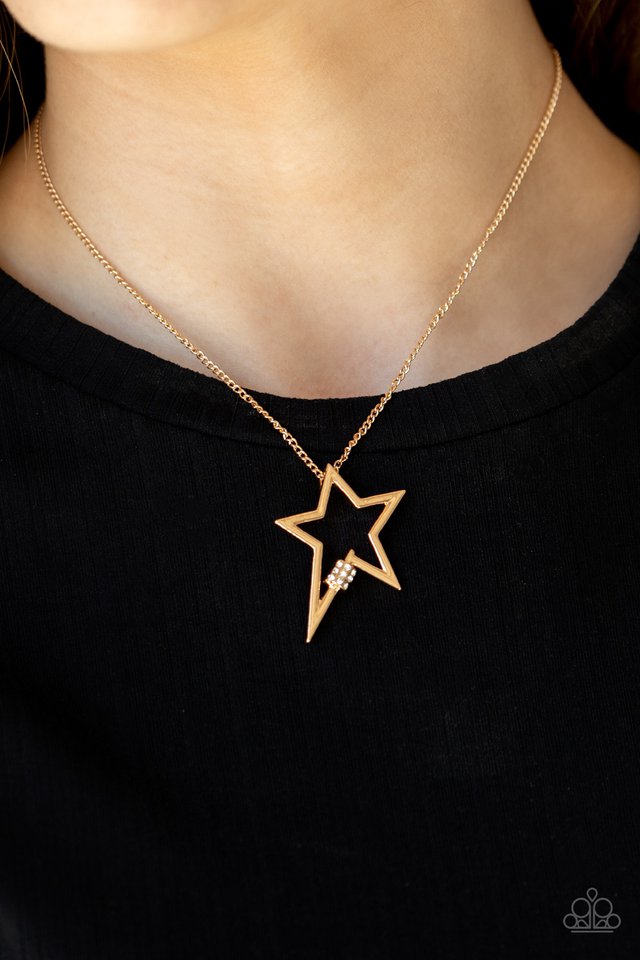Paparazzi Necklace ~ Light Up The Sky - Gold Paparazzi Jewelry | Online Store | DebsJewelryShop.com Paparazzi Necklace ~ Light Up The Sky - Gold Paparazzi Jewelry | Online Store | DebsJewelryShop.com