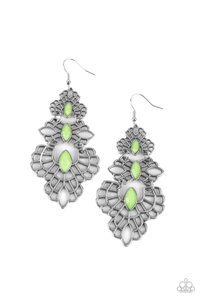 ​Flamboyant Frills - Green - Paparazzi Earring Image