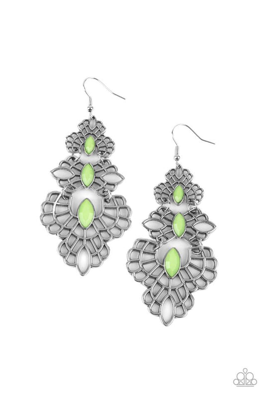 Flamboyant Frills - Green - Paparazzi Earring Image