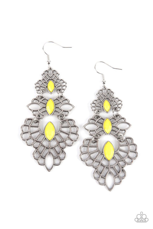 Flamboyant Frills - Yellow - Paparazzi Earring Image