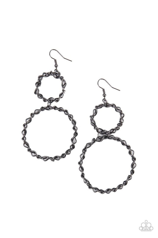 Twist of FABULOUS - Black - Paparazzi Earring Image