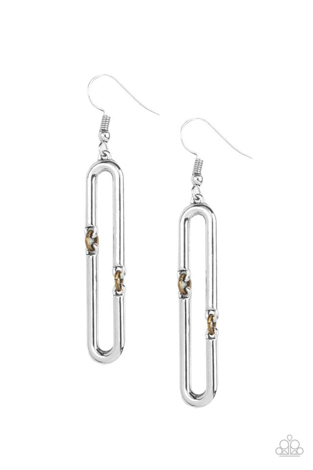 Linked and Synced - Silver - Paparazzi Earring Image