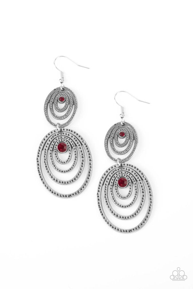 Cosmic Twirl - Red - Paparazzi Earring Image
