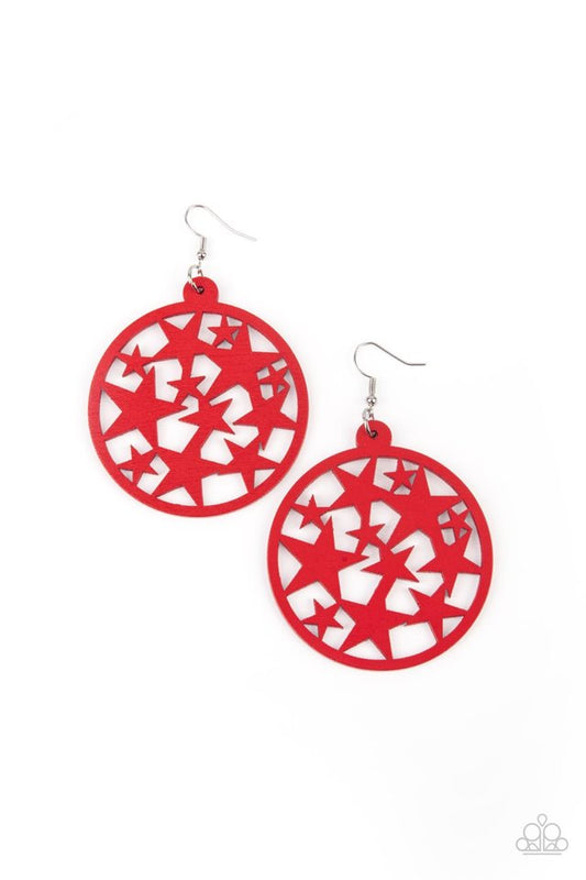 Cosmic Paradise - Red - Paparazzi Earring Image