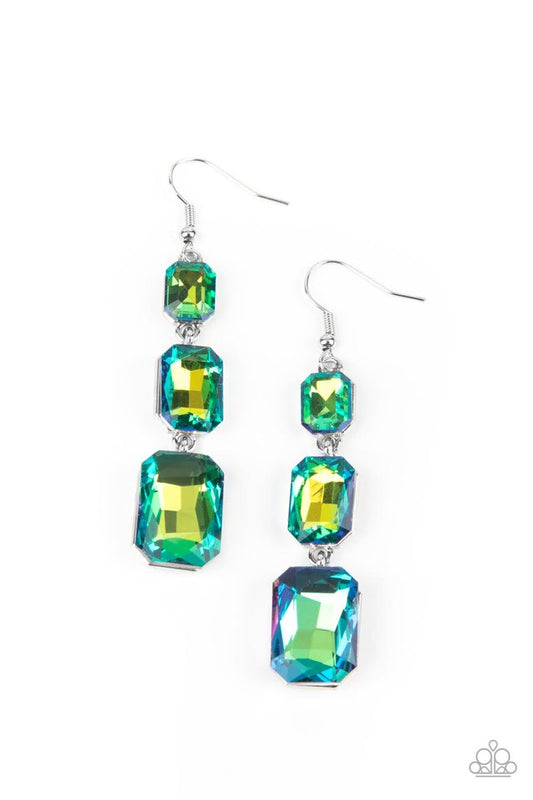 Cosmic Red Carpet - Green - Paparazzi Earring Image