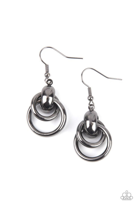 Running In Circles - Black - Paparazzi Earring Image