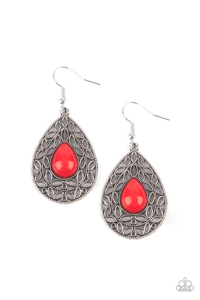 ​Fanciful Droplets - Red - Paparazzi Earring Image