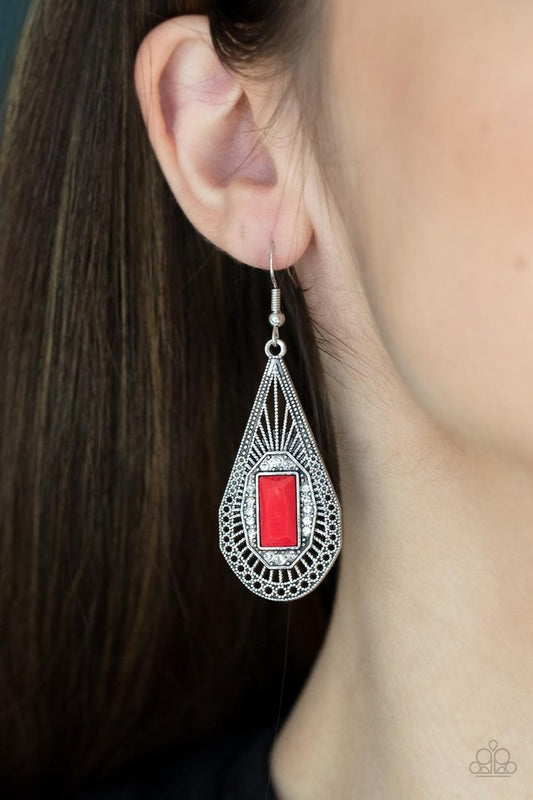 ​Deco Dreaming - Red - Paparazzi Earring Image