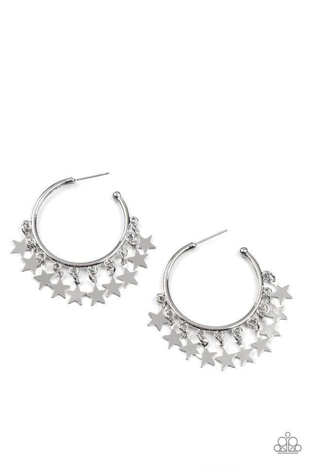 Happy Independence Day - Silver - Paparazzi Earring Image