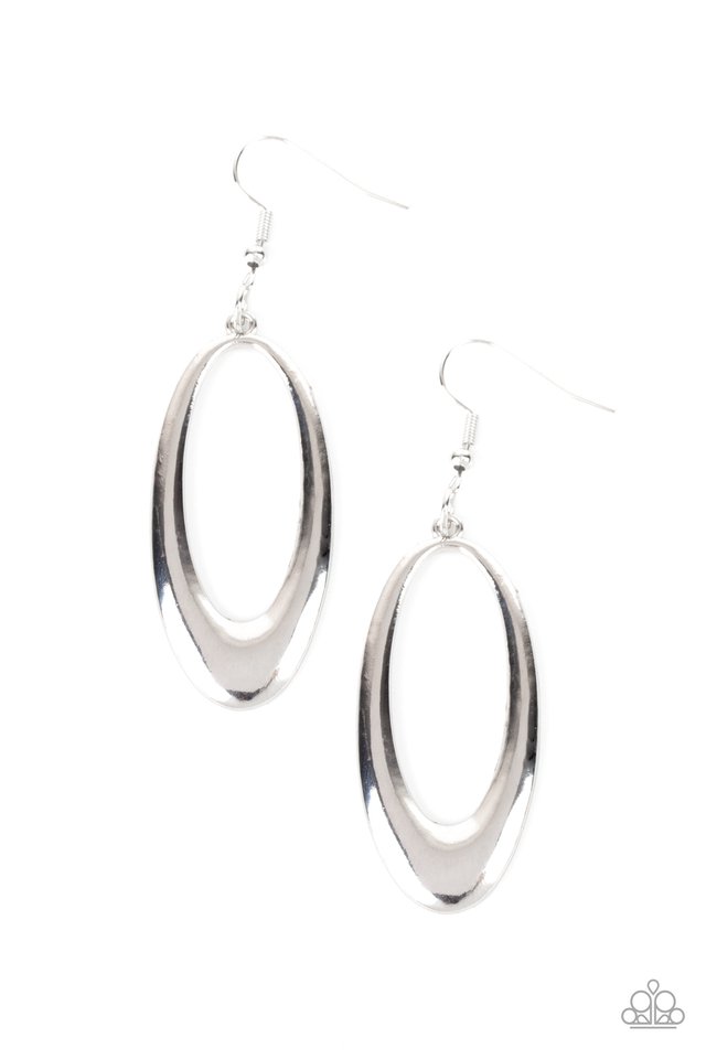 OVAL The Hill - Silver - Paparazzi Earring Image
