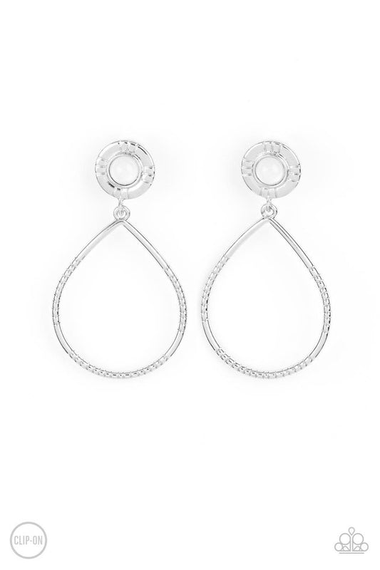 Fairytale Finish - White - Paparazzi Earring Image