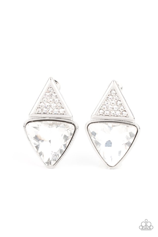 Risky Razzle - White - Paparazzi Earring Image