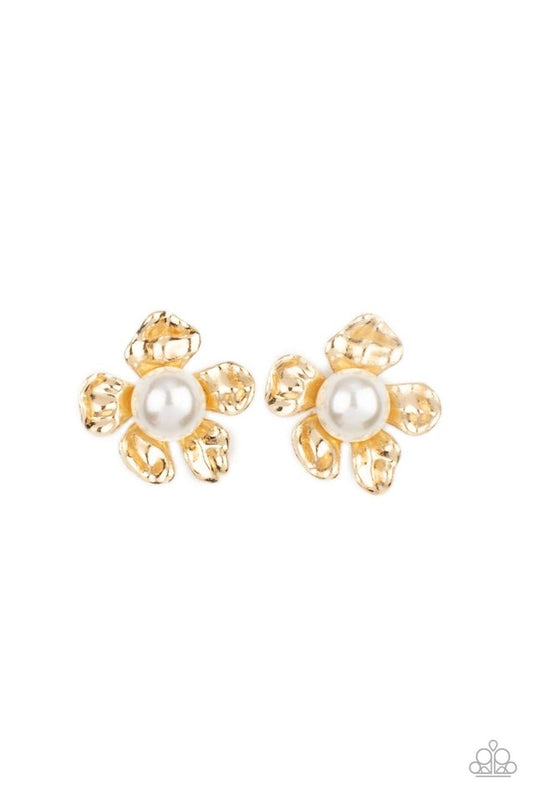 Apple Blossom Pearls - Gold - Paparazzi Earring Image
