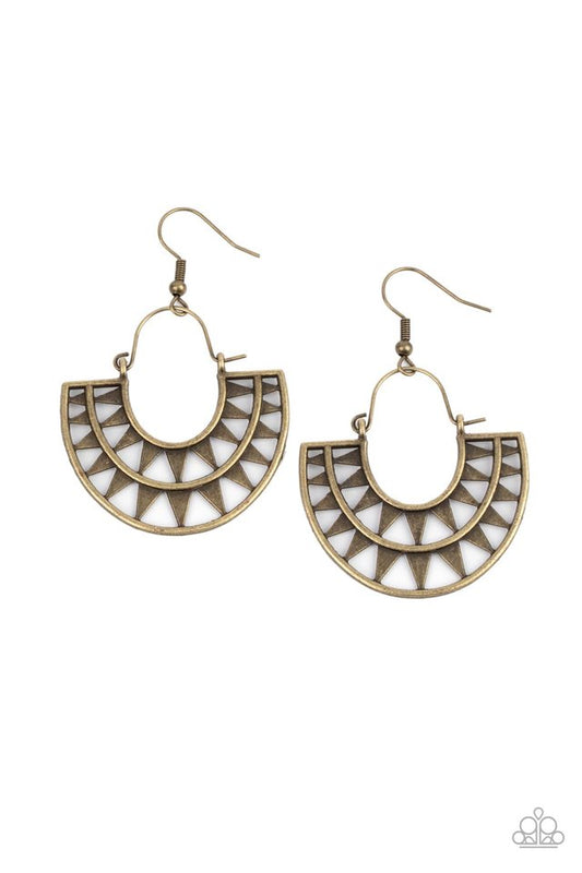 Solar Surge - Brass - Paparazzi Earring Image