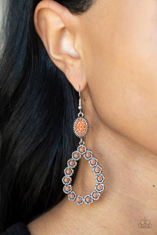 Farmhouse Fashion Show - Orange - Paparazzi Earring Image