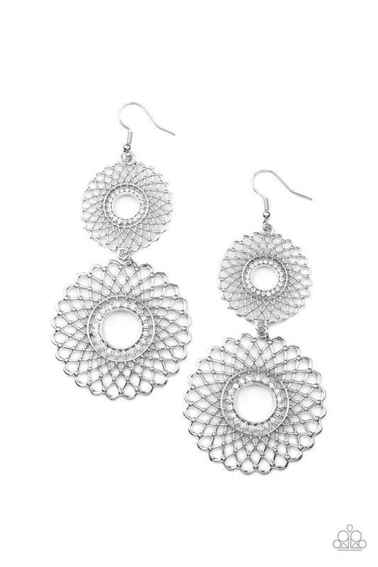 Regal Roulette - White - Paparazzi Earring Image