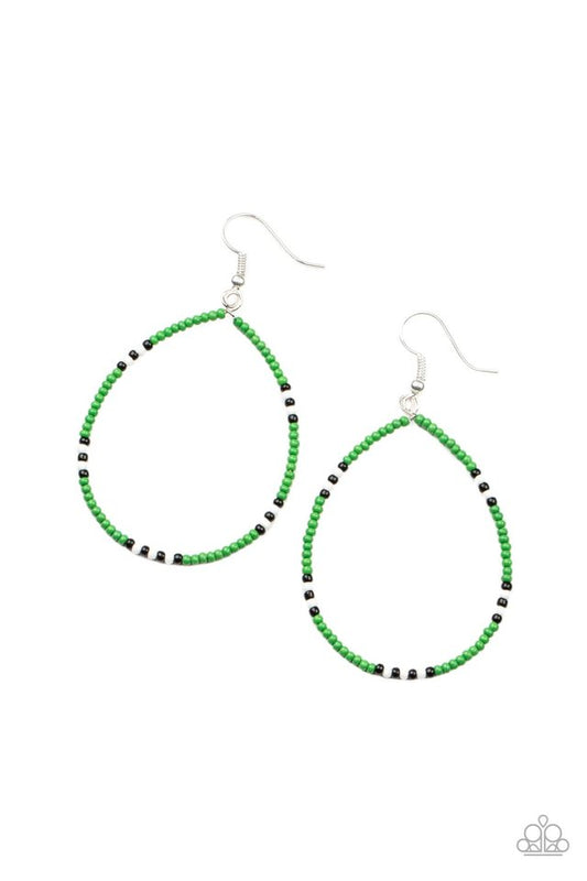 Keep Up The Good BEADWORK - Green - Paparazzi Earring Image