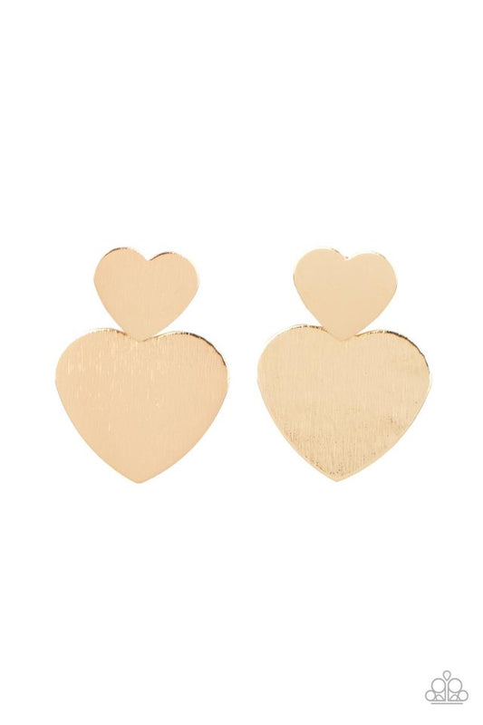 Heart-Racing Refinement - Gold - Paparazzi Earring Image