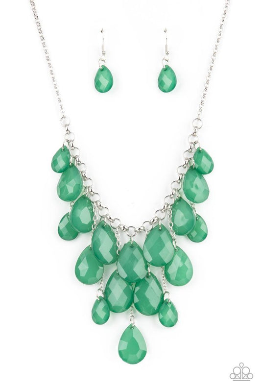 Front Row Flamboyance - Green - Paparazzi Necklace Image