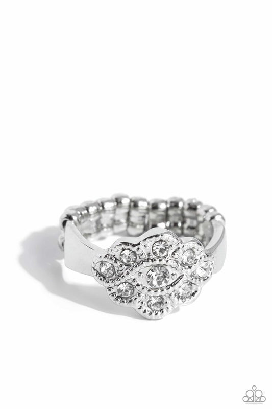 ​Floral Frou-Frou - White - Paparazzi Ring Image