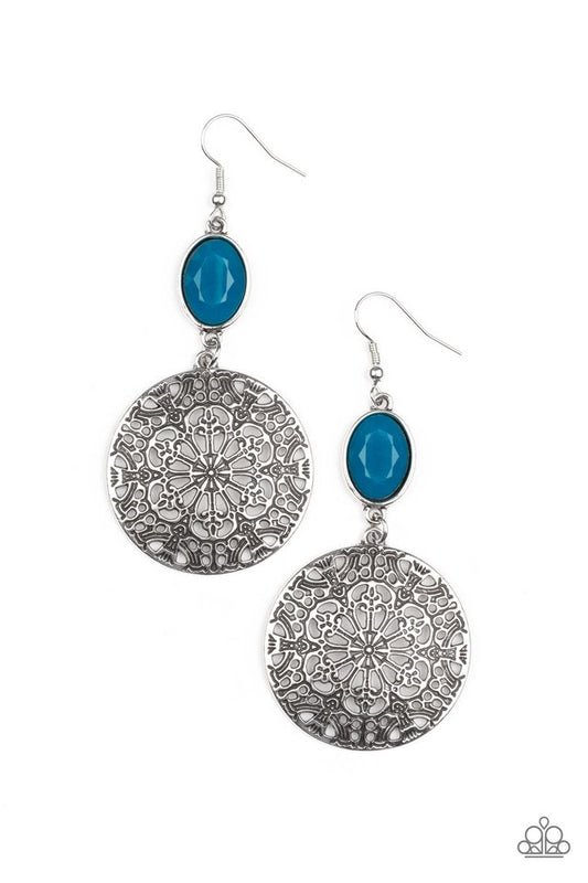 Eloquently Eden - Blue - Paparazzi Earring Image