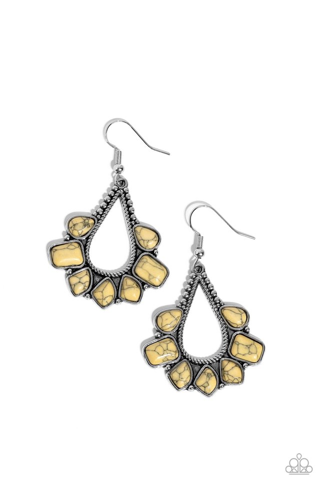 Mesa Trek - Yellow - Paparazzi Earring Image