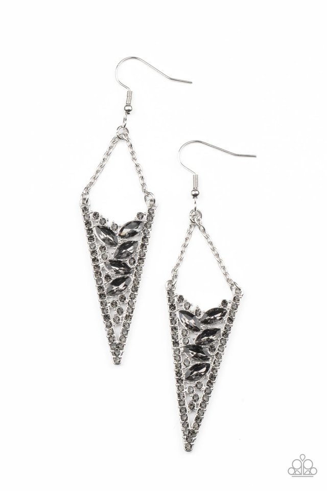 Sharp-Dressed Drama - Silver - Paparazzi Earring Image