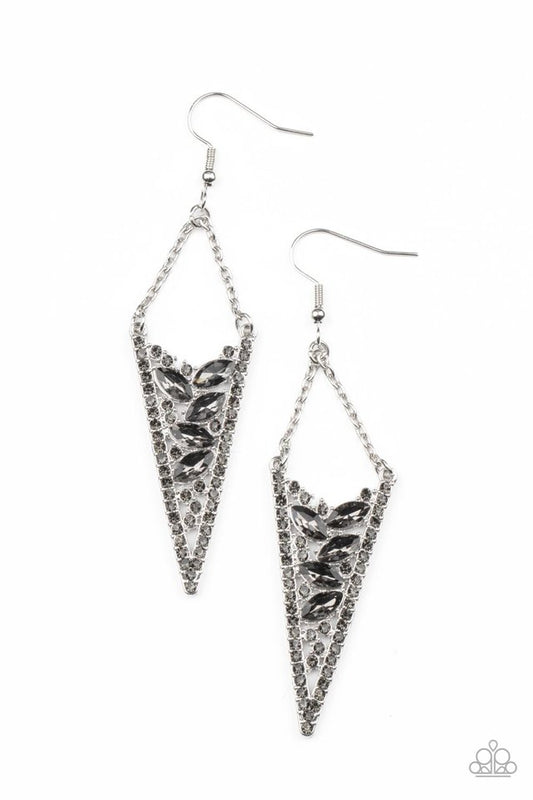 Sharp-Dressed Drama - Silver - Paparazzi Earring Image