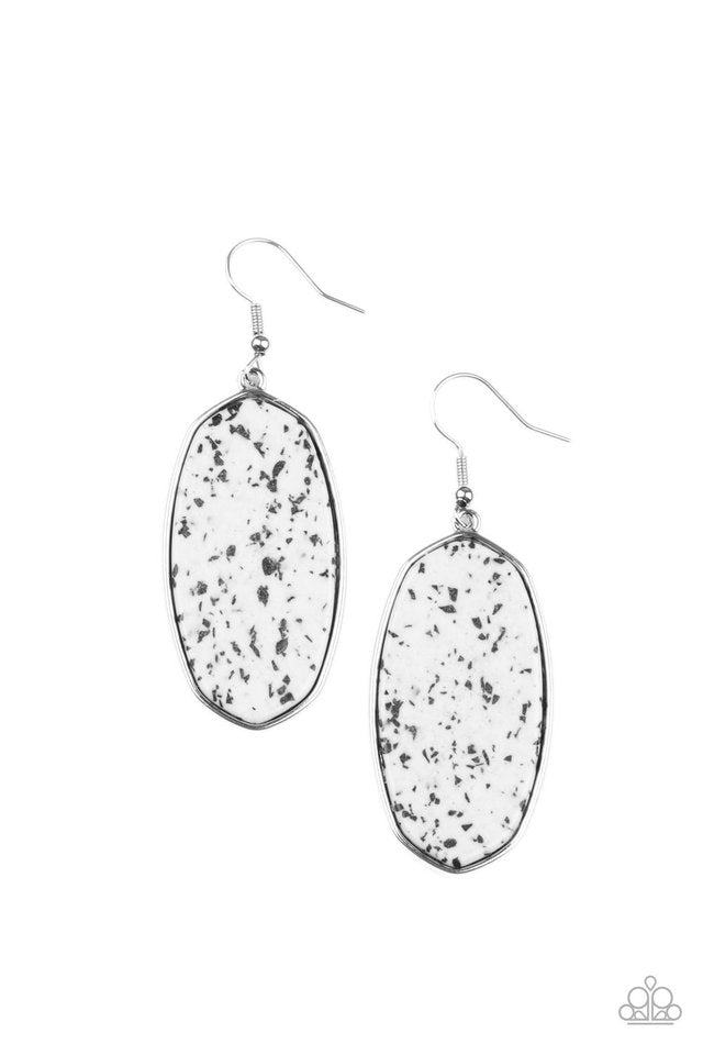 ​Stone Sculptures - White - Paparazzi Earring Image