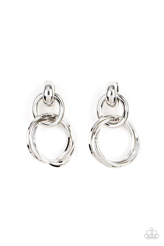 Dynamically Linked - Silver - Paparazzi Earring Image