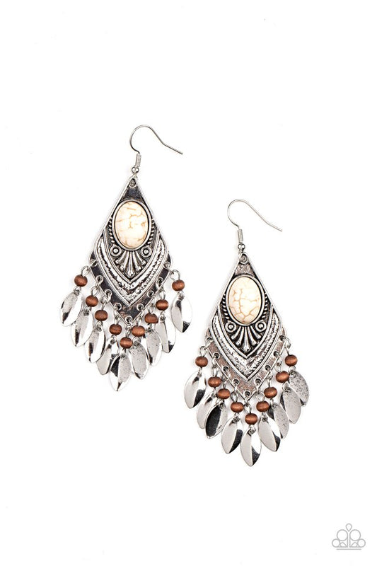 Earthy Etiquette - White - Paparazzi Earring Image