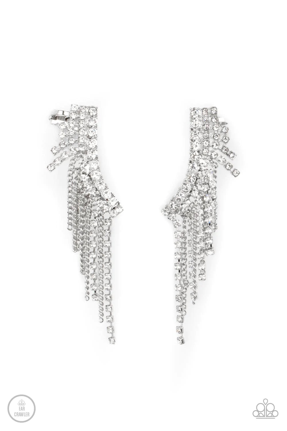 Paparazzi Earring ~ Thunderstruck Sparkle - White