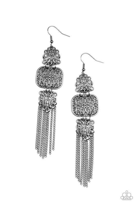 Eastern Elegance - Black - Paparazzi Earring Image