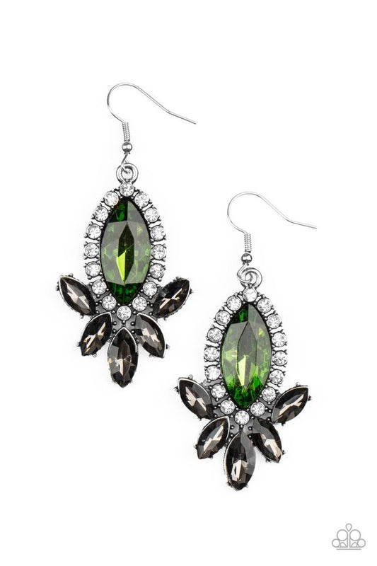 Serving Up Sparkle - Green - Paparazzi Earring Image