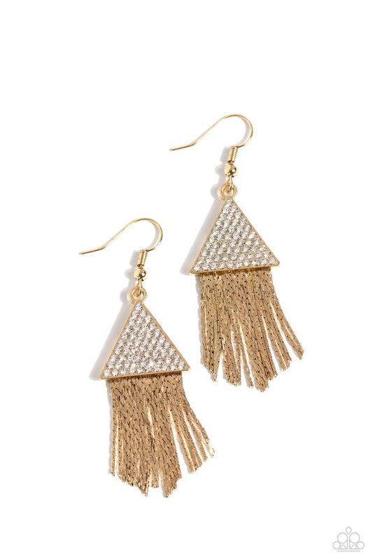 Pyramid SHEEN - Gold - Paparazzi Earring Image