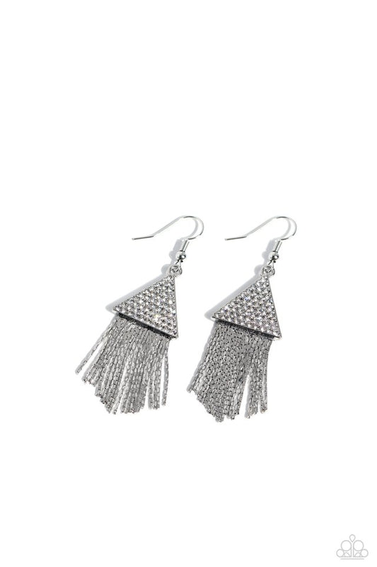 Pyramid SHEEN - White - Paparazzi Earring Image