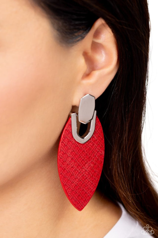 Wildly Workable - Red - Paparazzi Earring Image