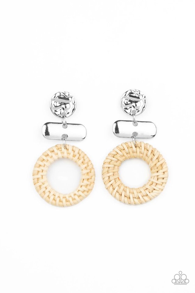 ​Woven Whimsicality - White - Paparazzi Earring Image