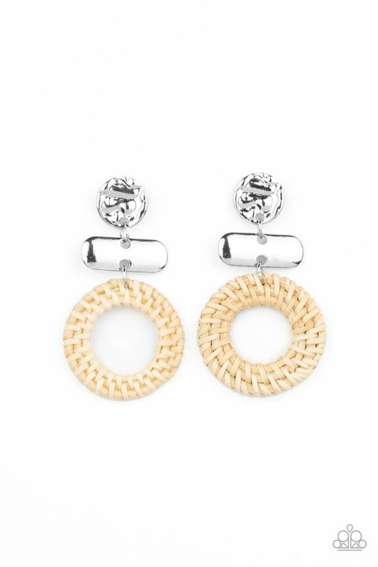 Woven Whimsicality - White - Paparazzi Earring Image
